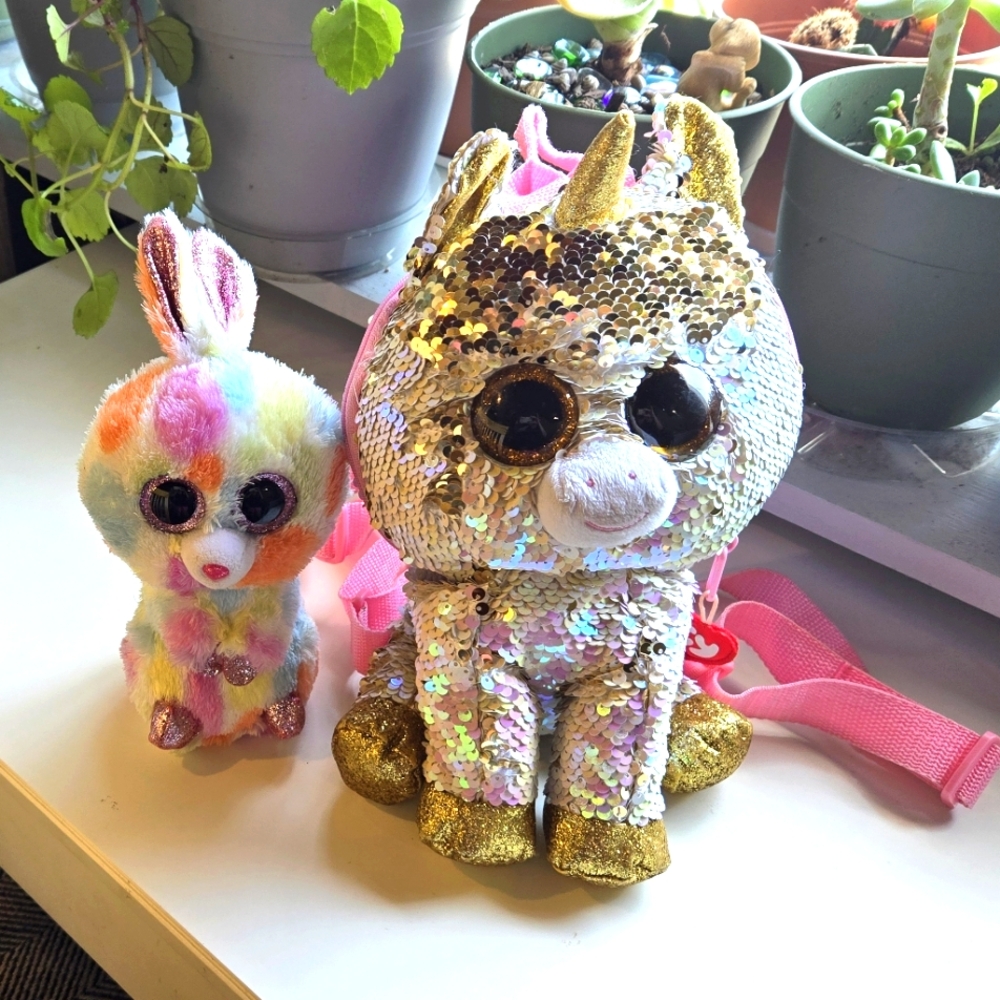 Ty Mini Backpack Fantasia the Unicorn and Bloomy the Bunny Ty Plush